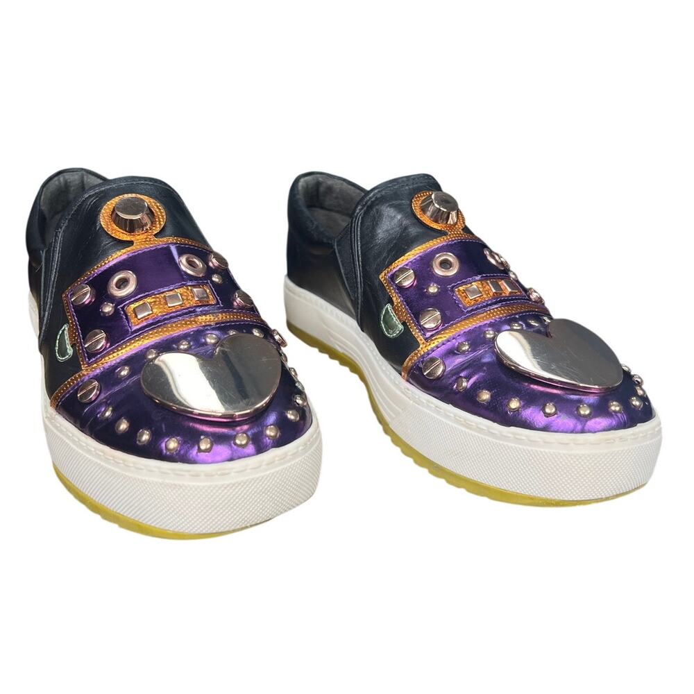 Ivy Kirzhner Bertha Black Leather Embellished Slip On Sneakers Size 7.5 - Picture 5 of 11